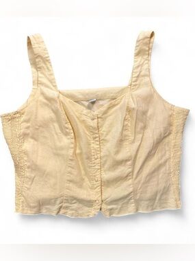 Old Navy Pale Yellow Cropped Square-Neck Button Front Camisole